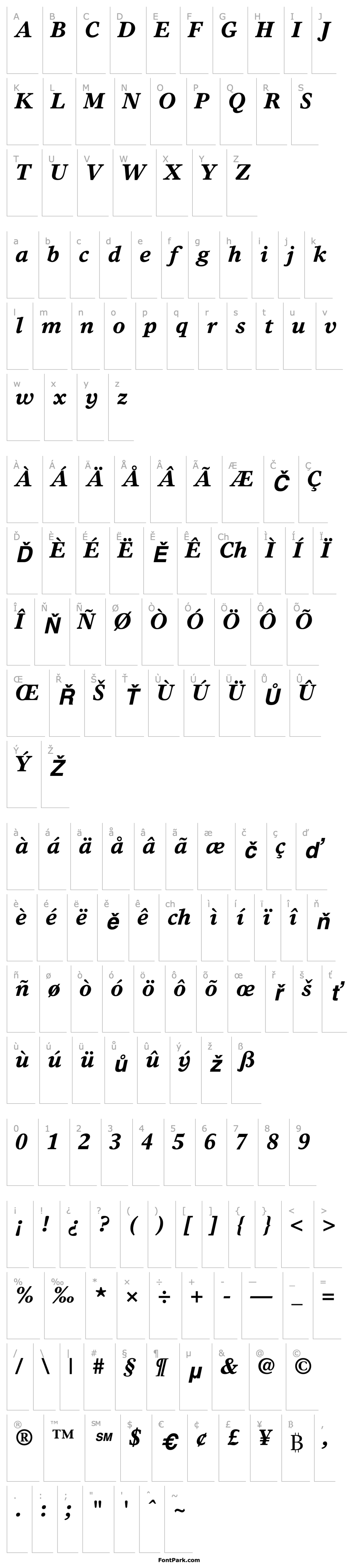 Overview TimesEuropa-Bold Italic