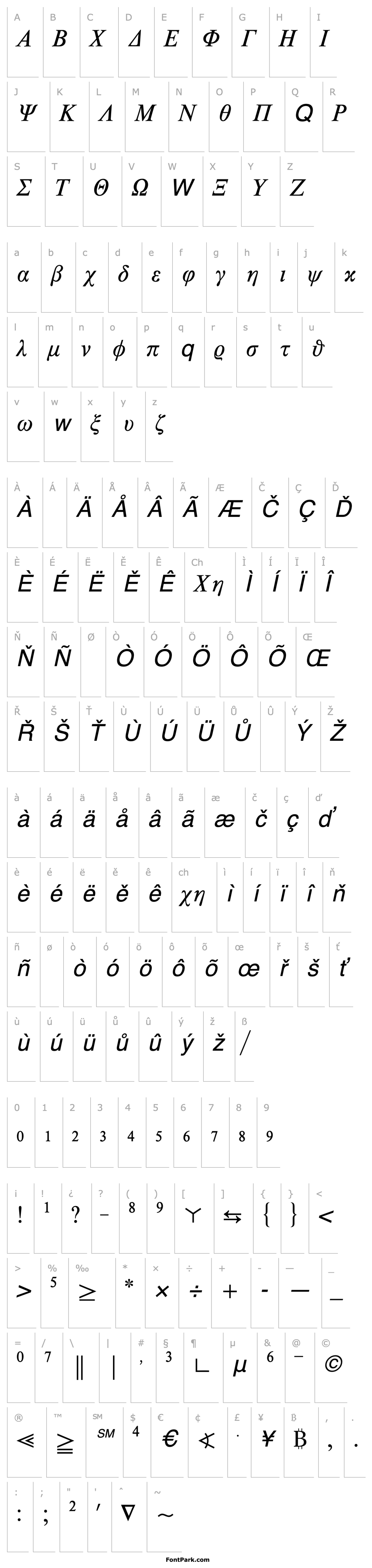 Overview TimesMathThreeBQ-Italic