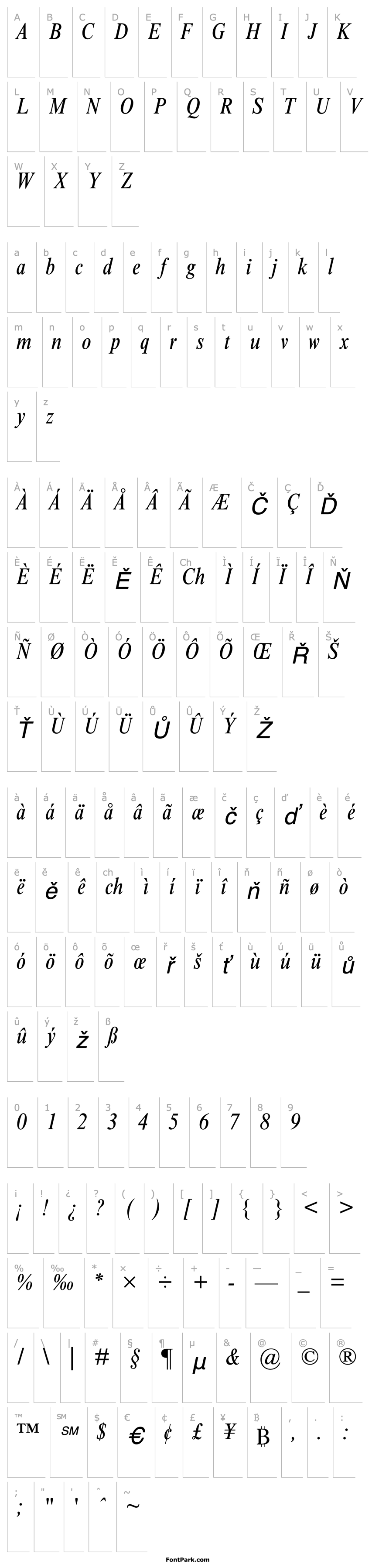 Overview TimesNewRomanMT-Condensed Italic