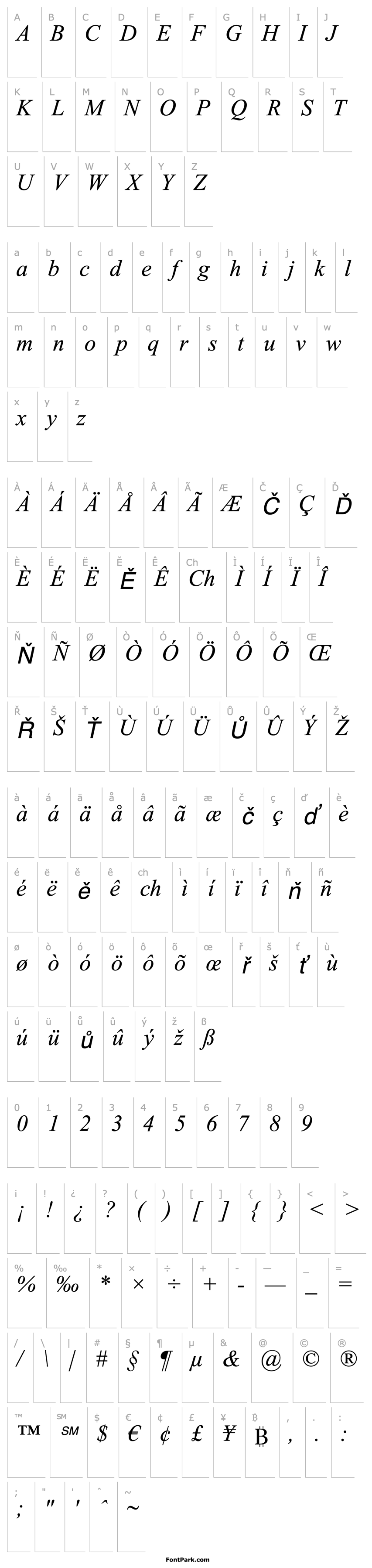 Overview TimesNewRomanPSStd-Italic