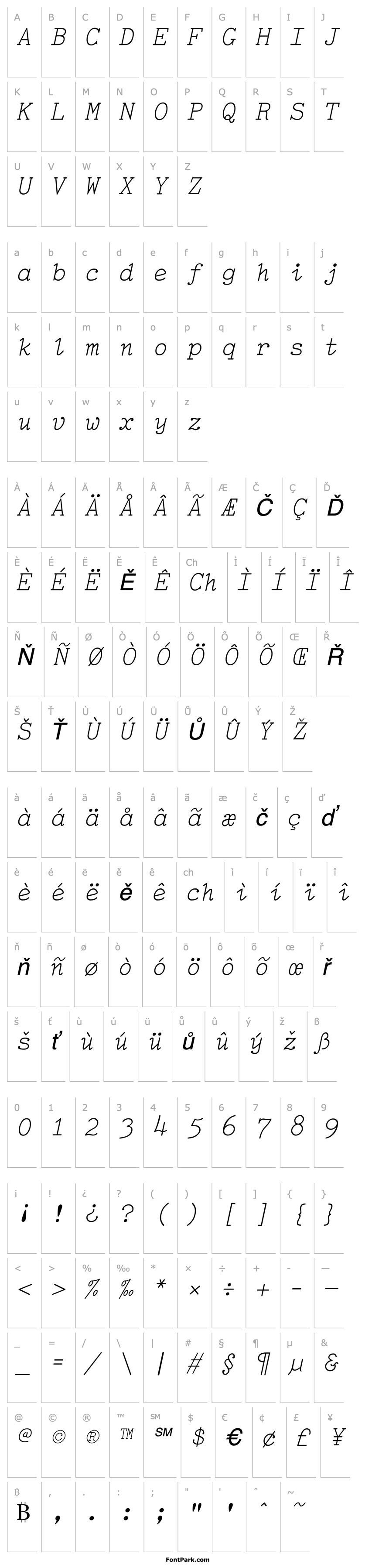 Přehled TiredOfCourierThin Italic