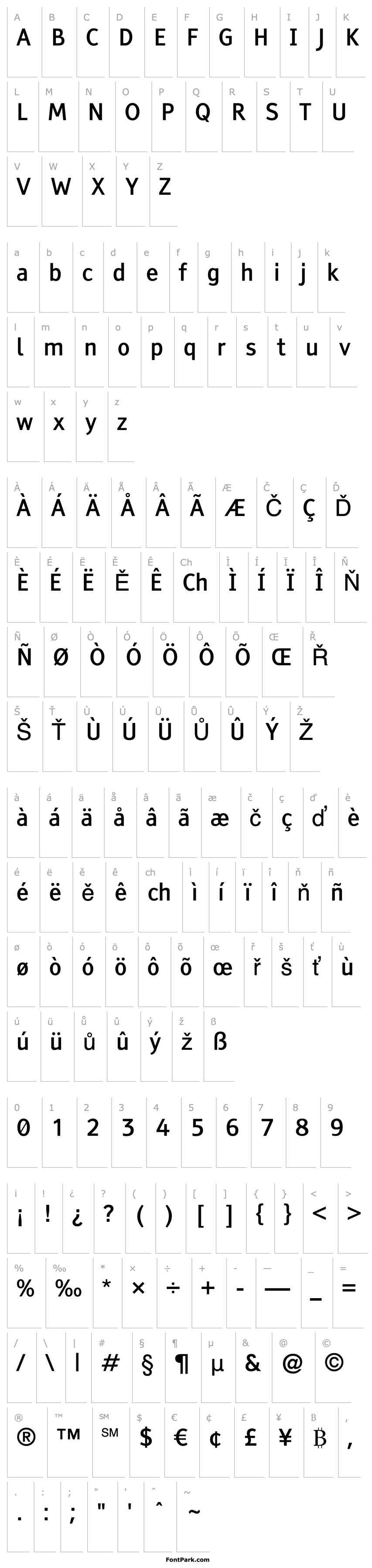 Overview Tiresias PCfont Z