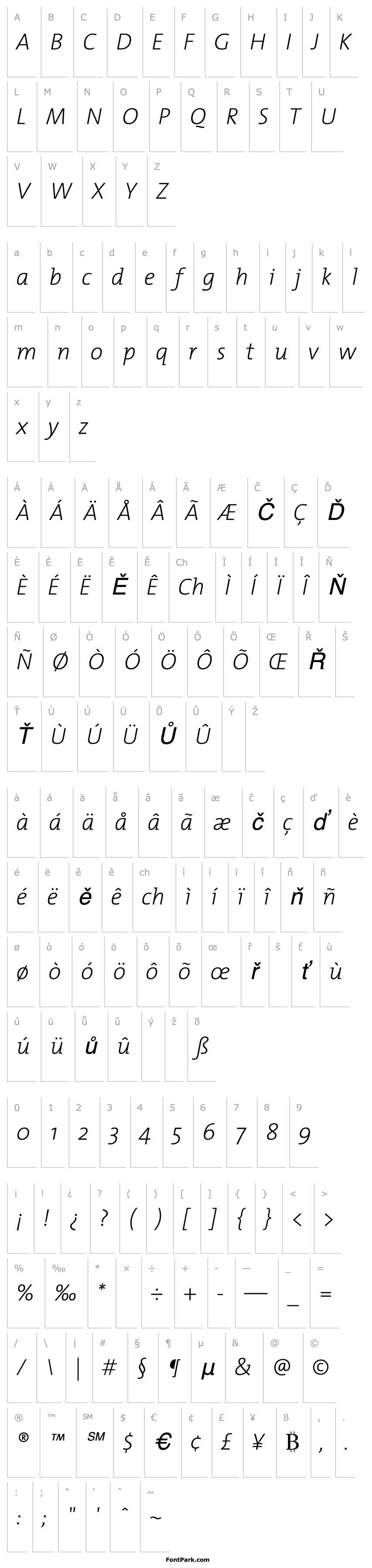 Overview TMixExtraLight-Italic