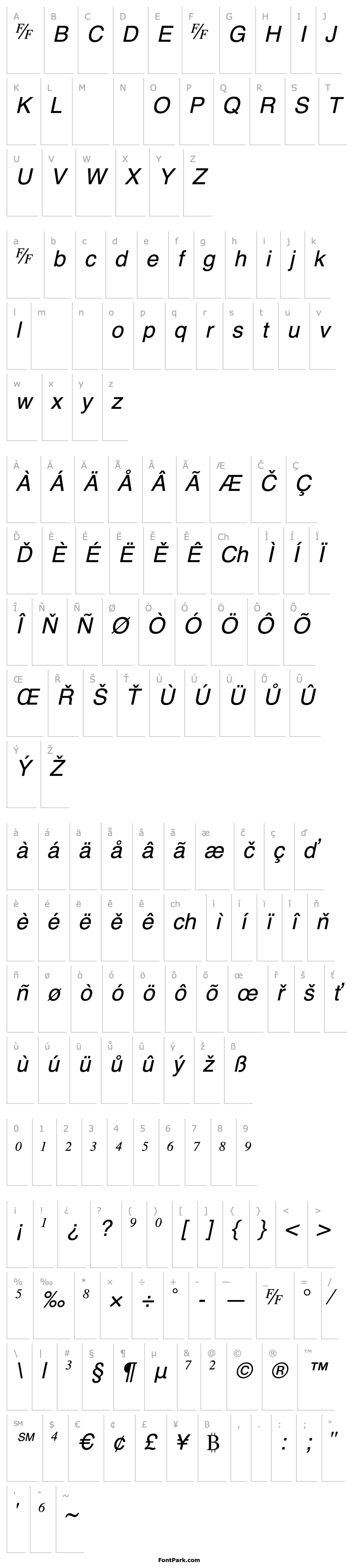 Overview TmsFB-Italic