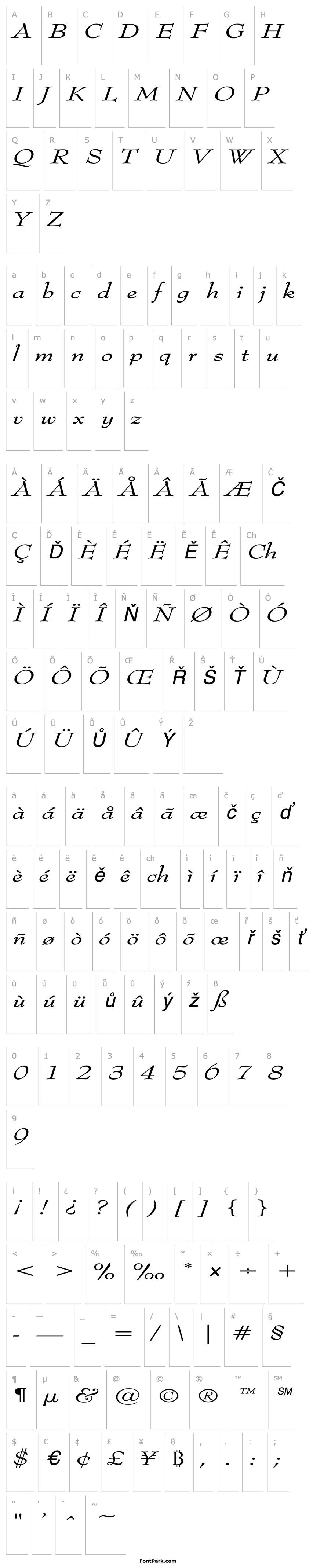 Přehled TopHatExtended Italic