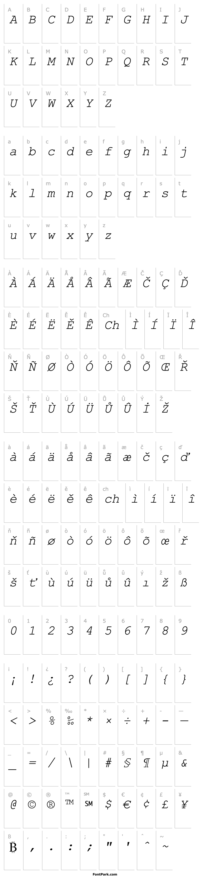 Přehled TR Courier New  Italic