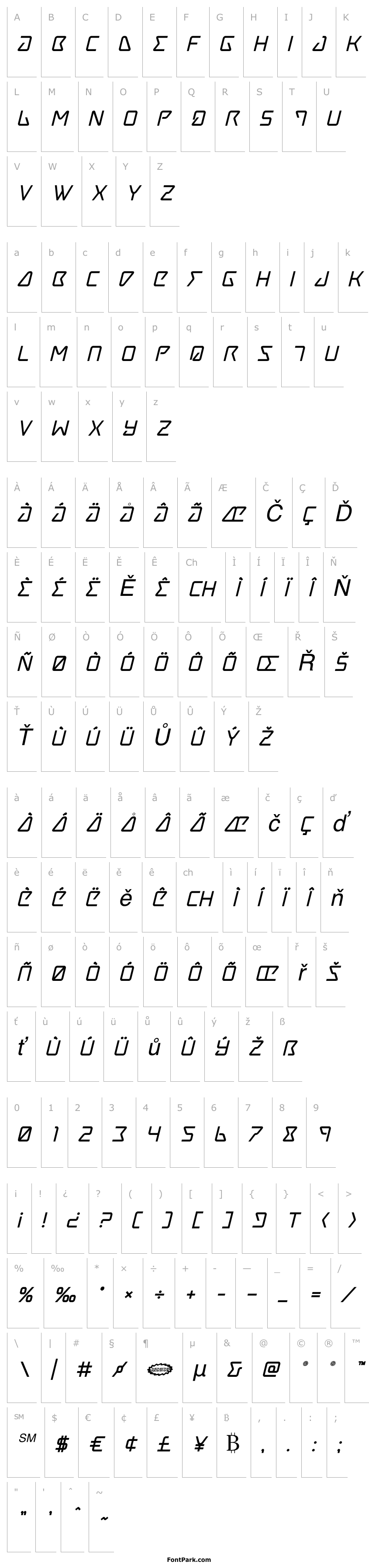 Přehled Tracer Bold Italic