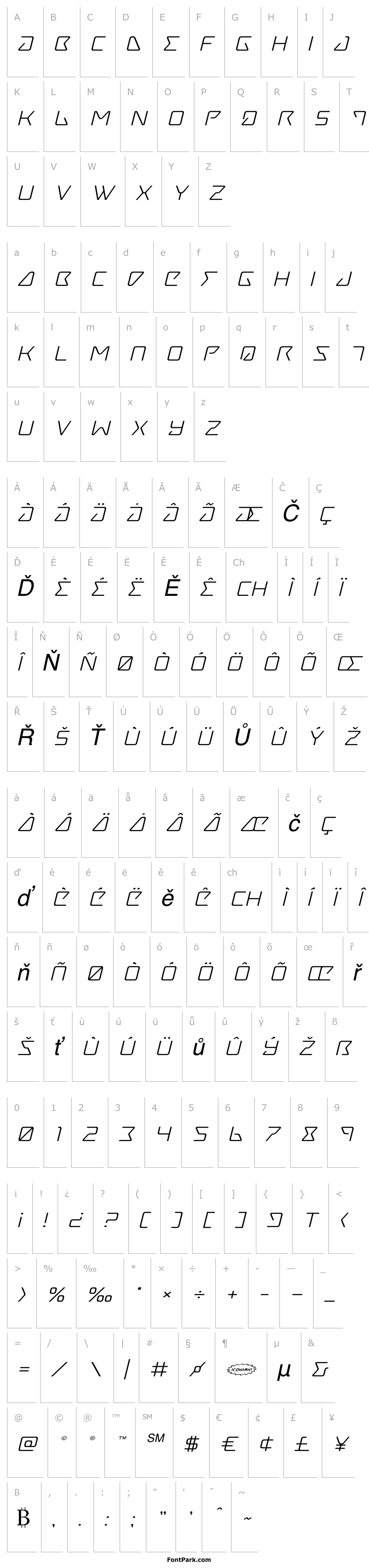 Přehled Tracer Expanded Italic