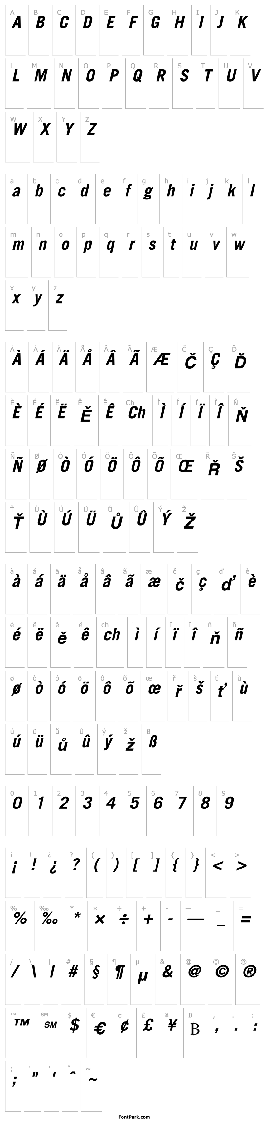 Overview TradeGothic-Bold Oblique