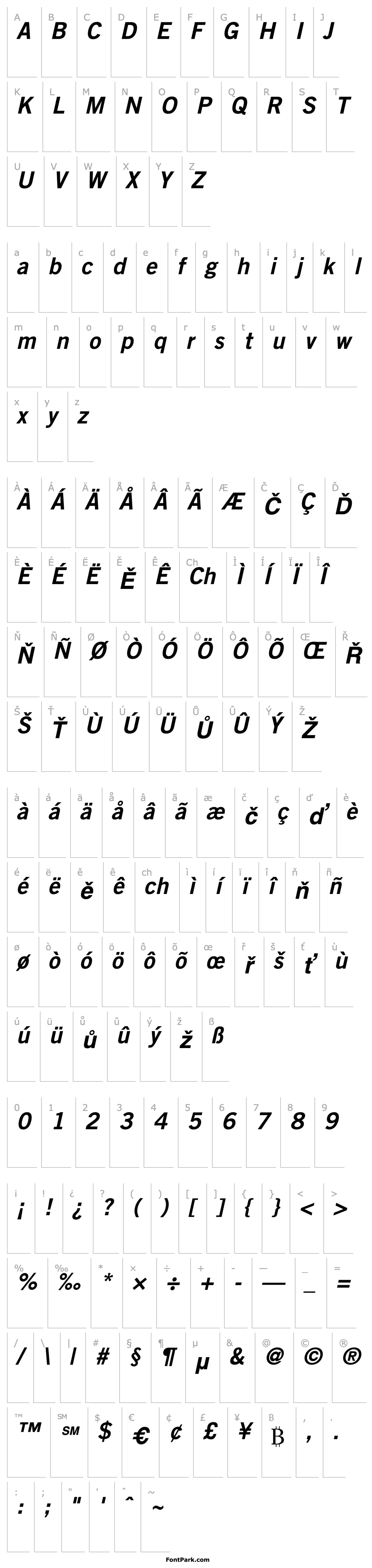 Overview TradeGothicNo.2-Bold Oblique