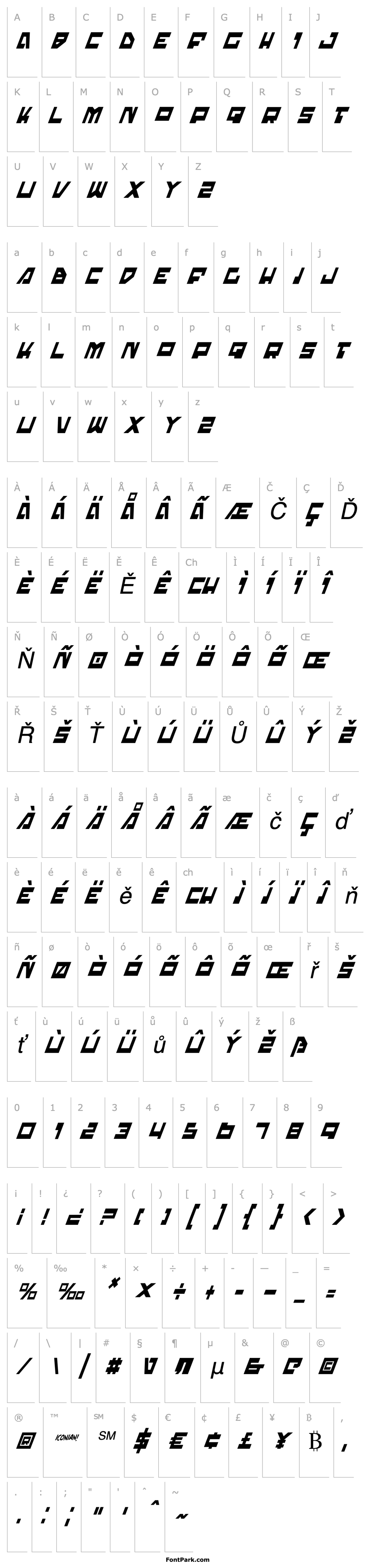 Přehled Trajia Condensed Italic