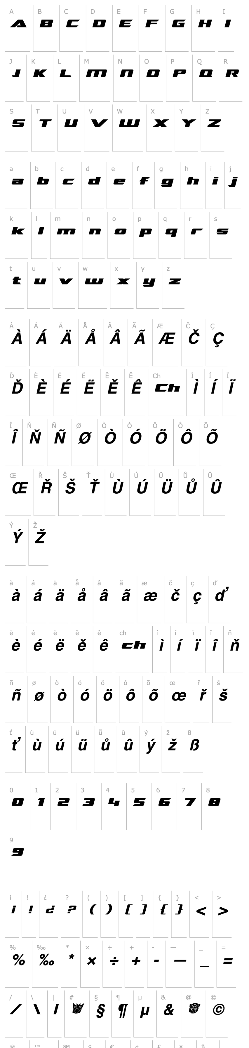 Overview TransRobotics Extended Bold Italic