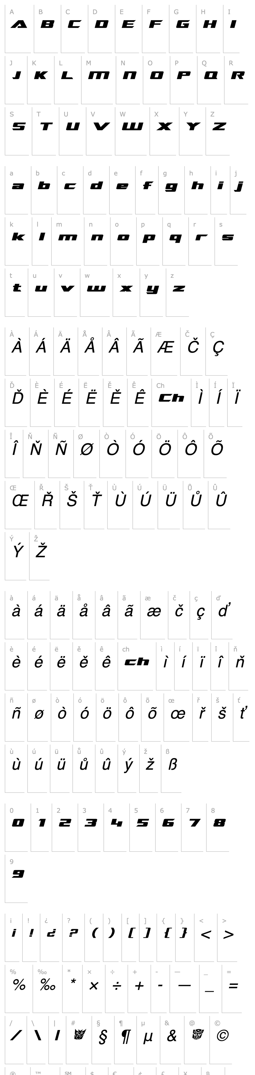 Přehled TransRobotics Extended Italic