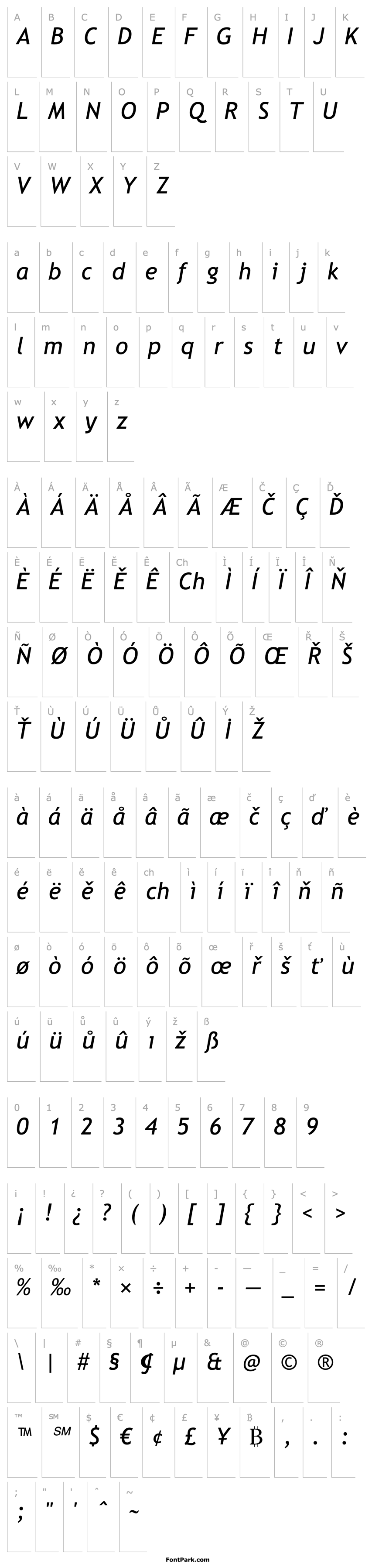 Přehled Trebuchet MS Digiscream  Italic