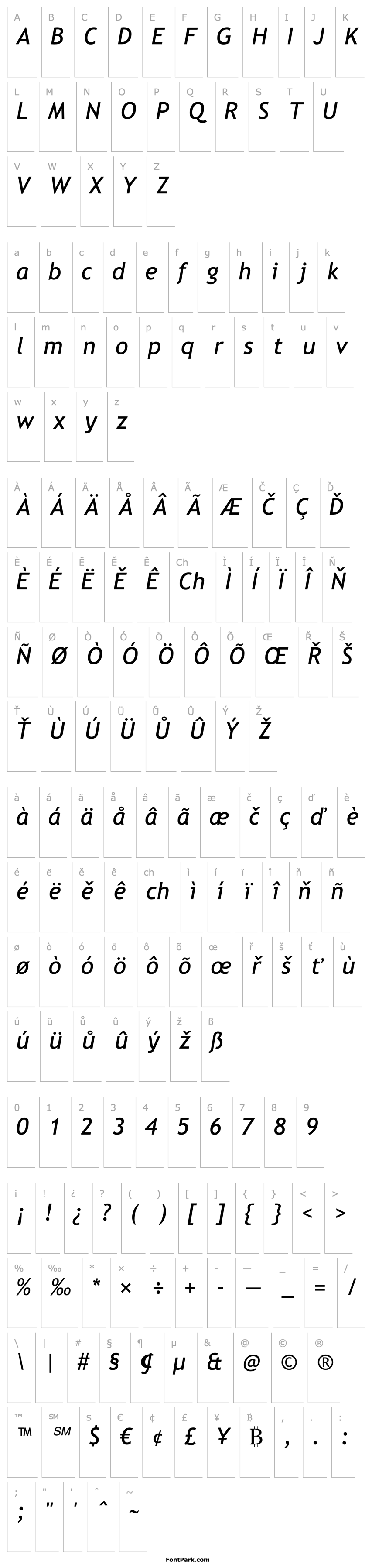 Overview Trebuchet MS Italic