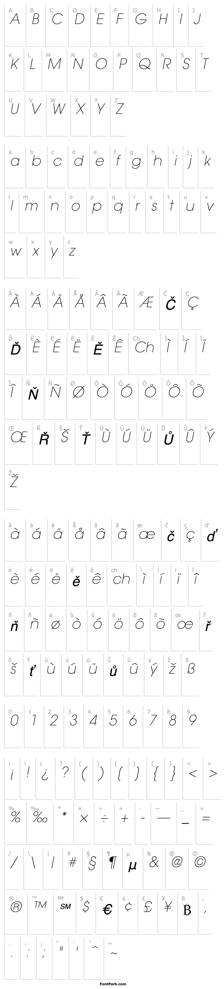 Přehled Trendex Light SSi Extra Light Italic