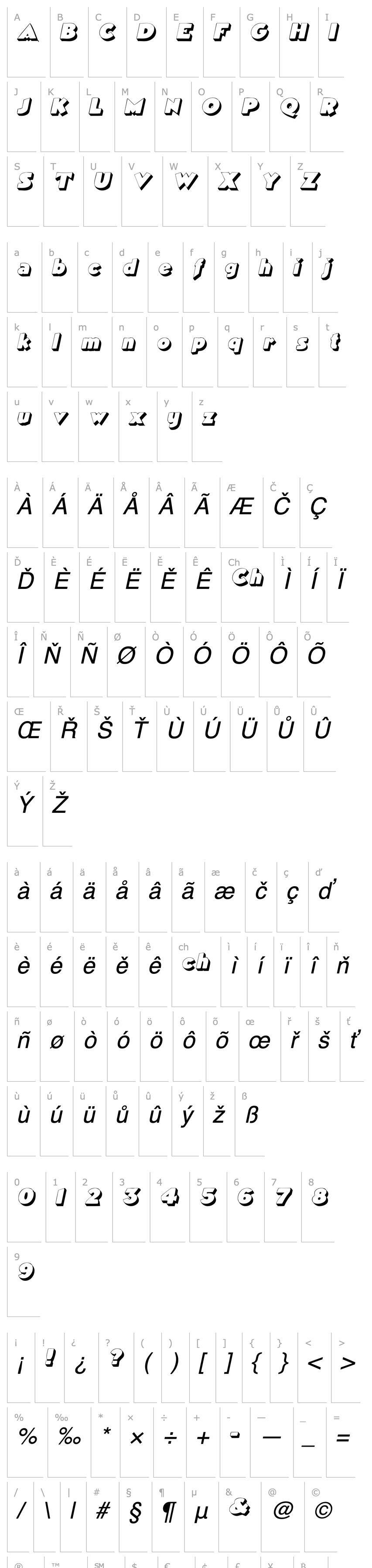 Přehled TricorneOutlineSSK Italic