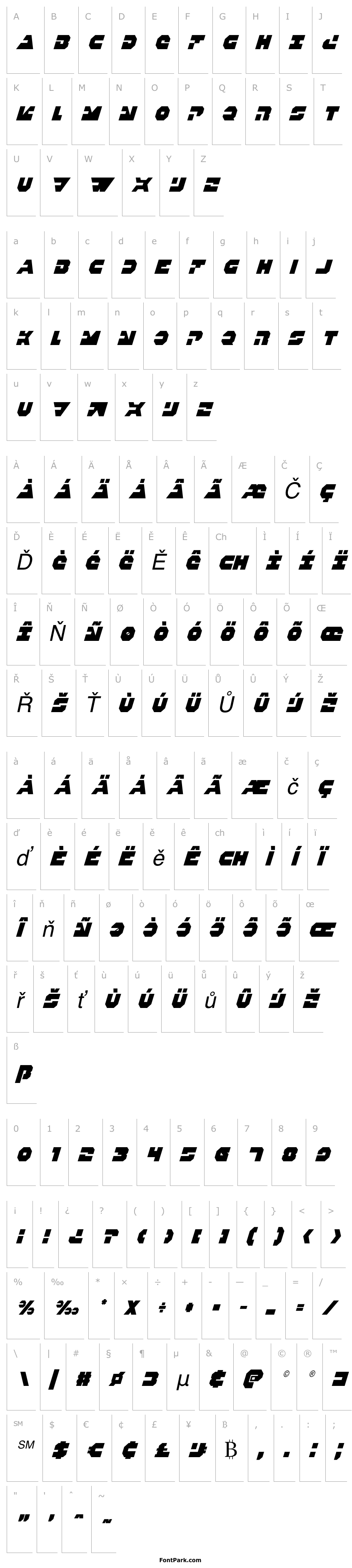 Přehled Trigger Man Condensed Italic