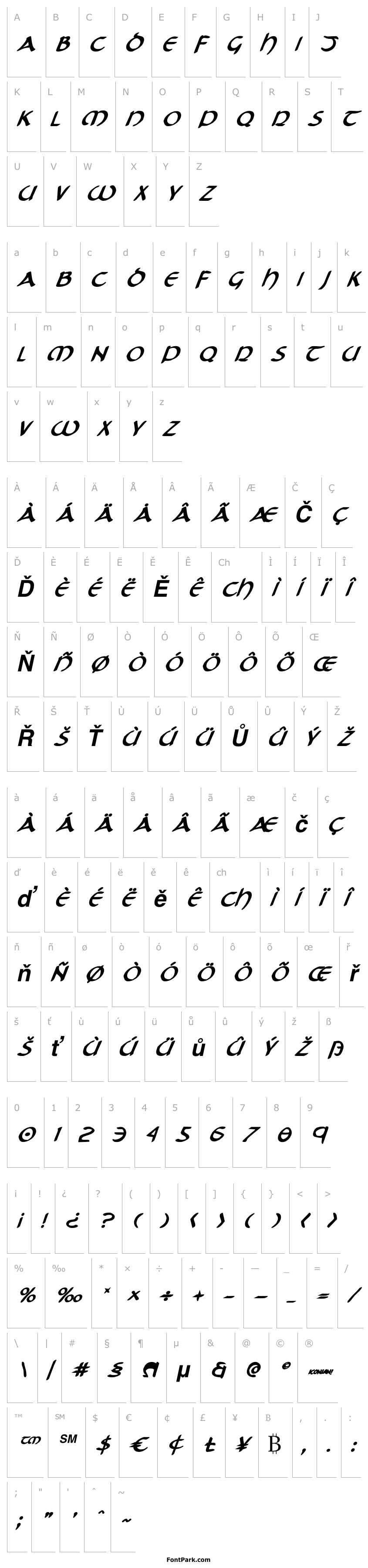 Přehled Tristram Bold Italic