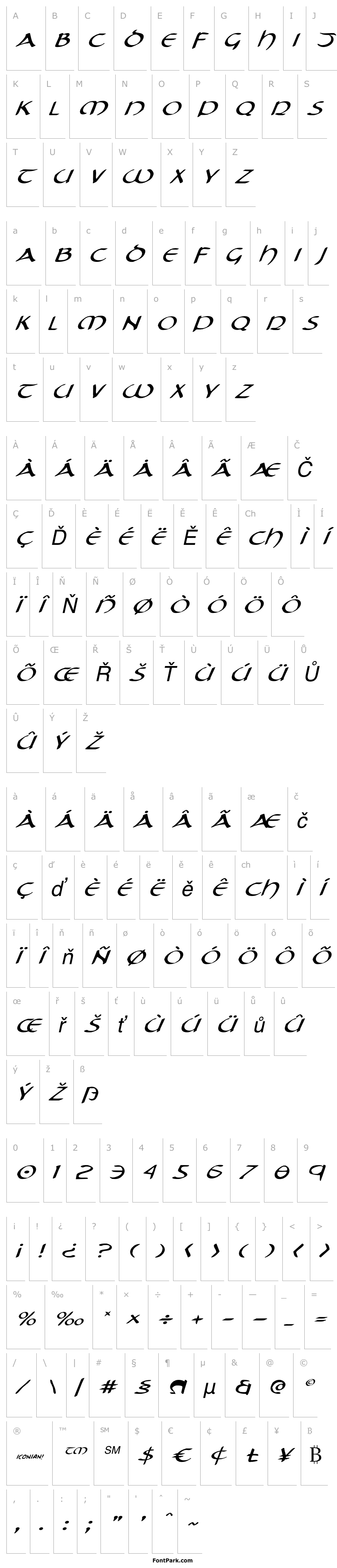 Přehled Tristram Expanded Italic