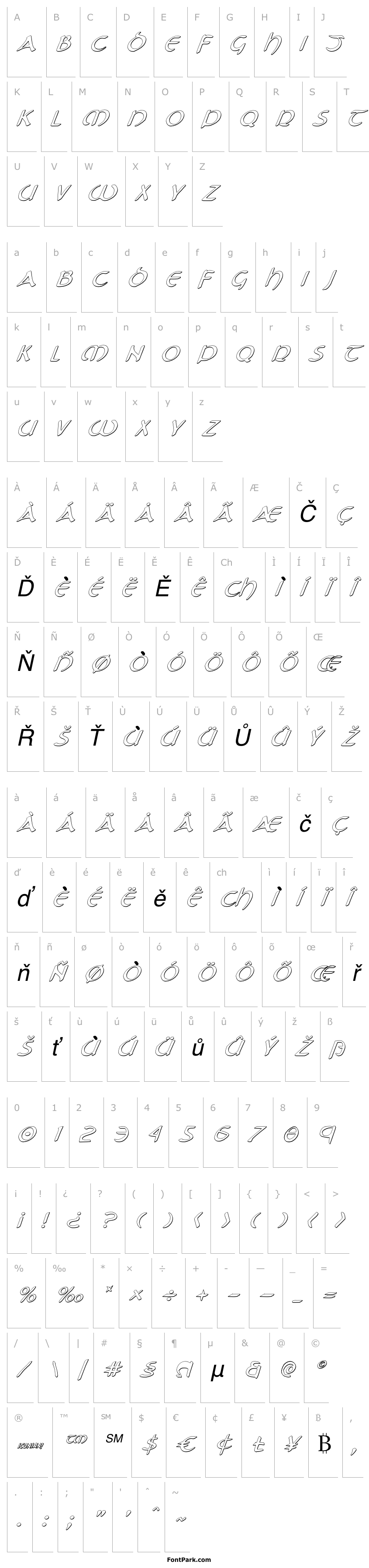 Přehled Tristram Shadow Italic