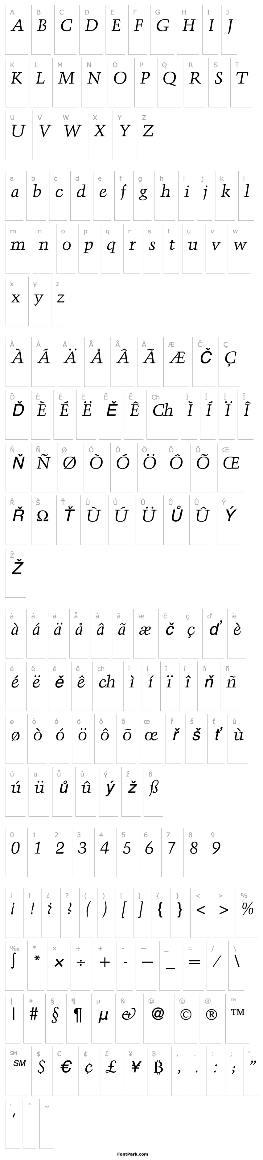 Přehled Troubadour-RegularItalic