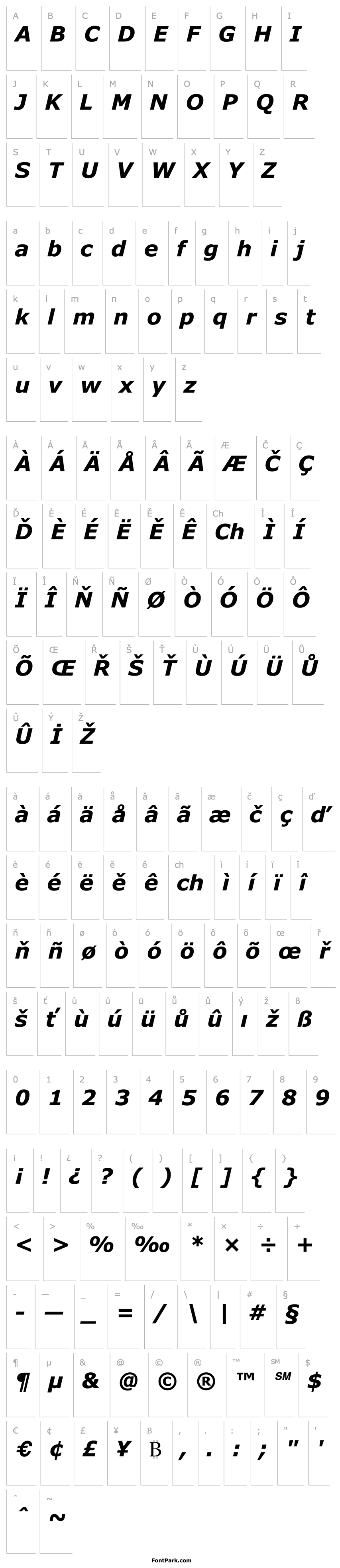 Přehled TrSah Verdana  Bold Italic