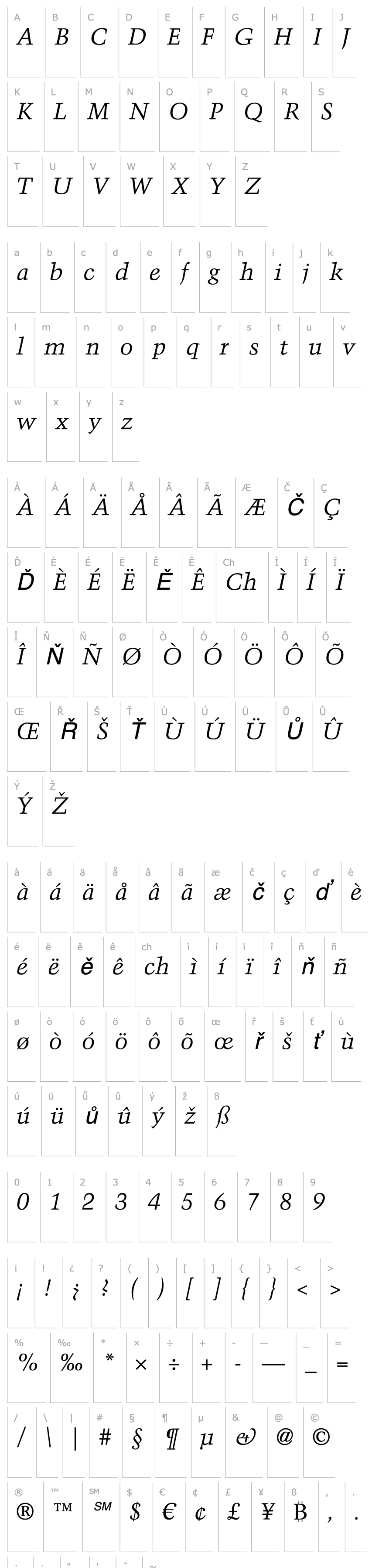 Overview Trump Mediaeval LT Italic