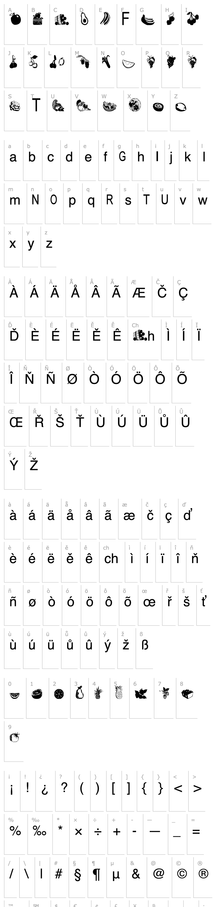 Overview TungFont Fruit