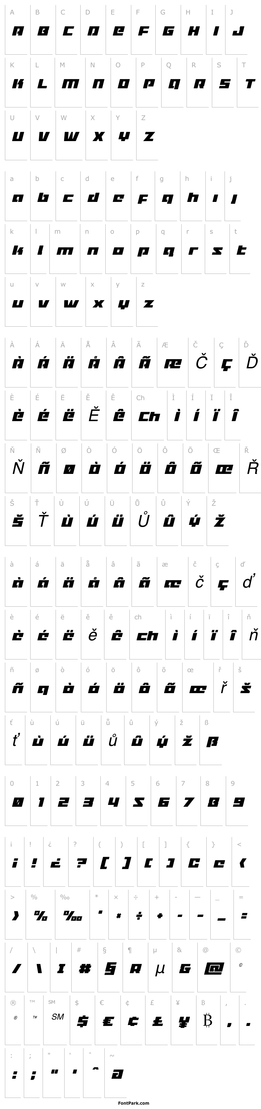 Přehled Turbo Charge Condensed Italic