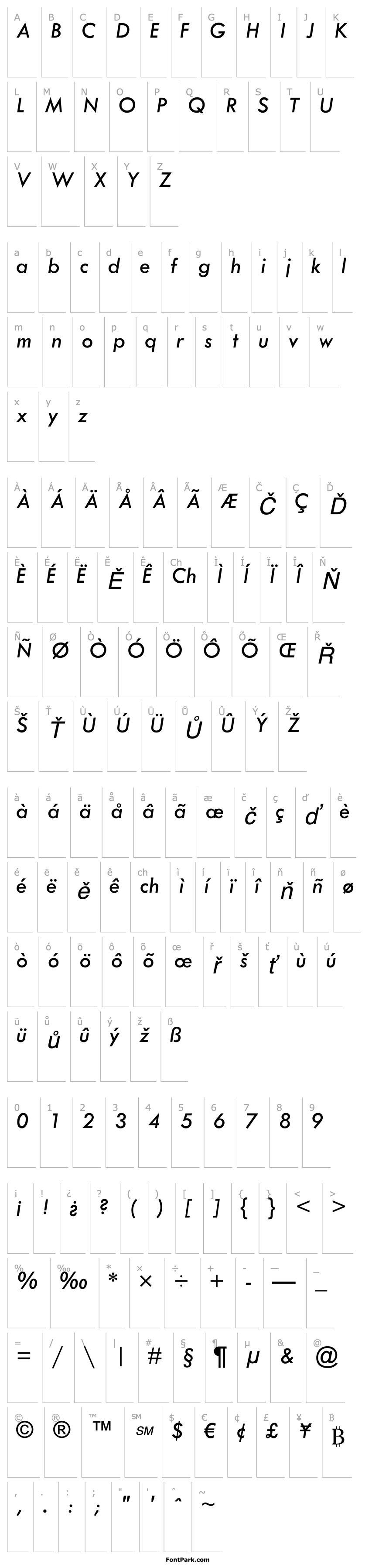 Přehled TwCenMTStd-Italic