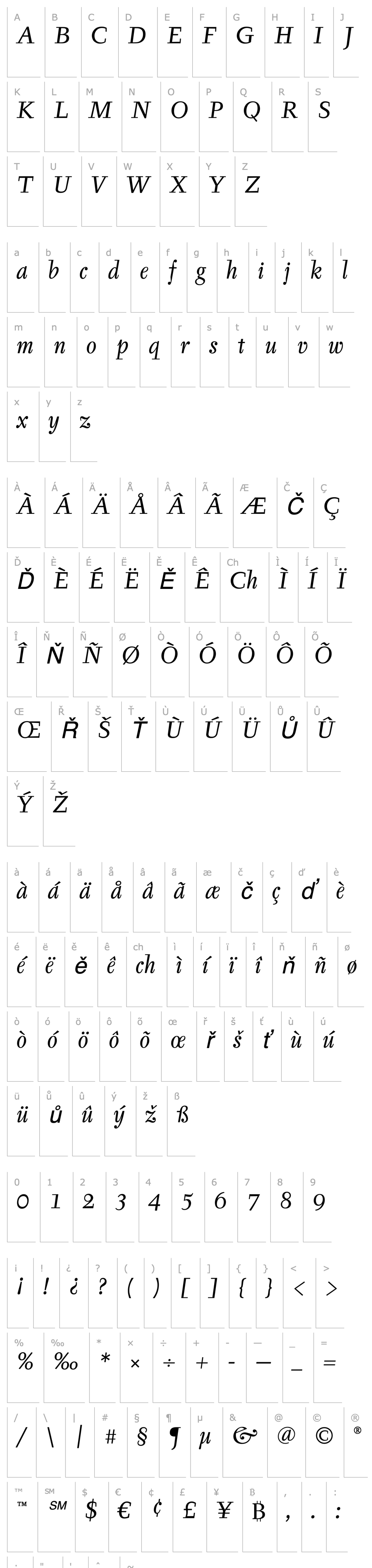 Overview Tyfa ITC Book Italic