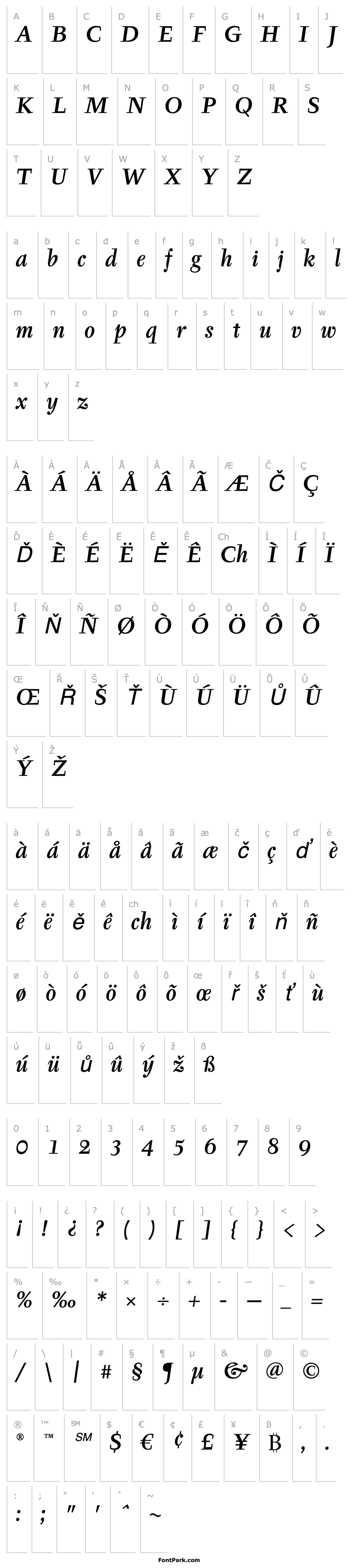 Přehled Tyfa ITC Medium Italic