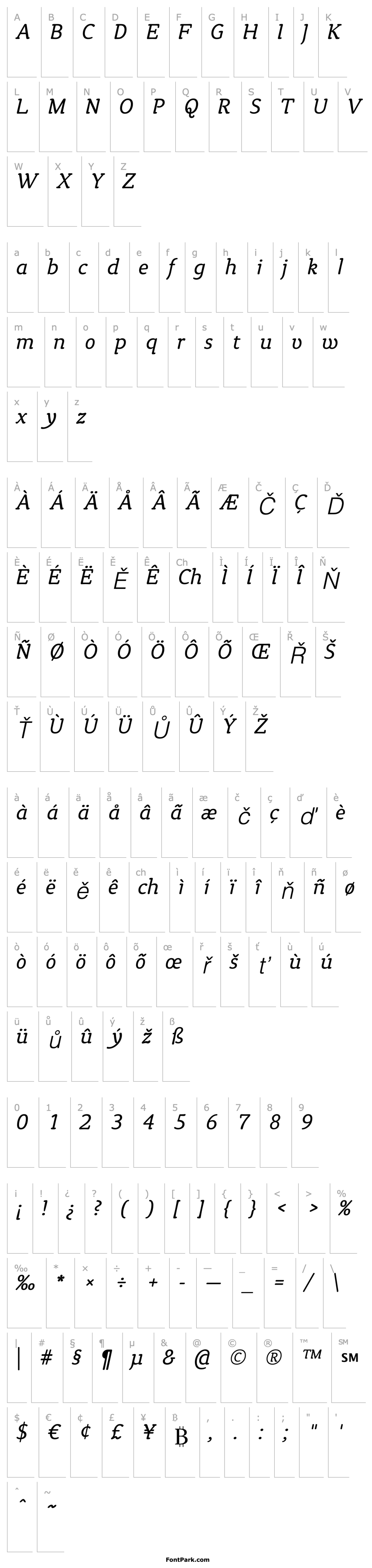 Přehled TykeITCStd-LightItalic