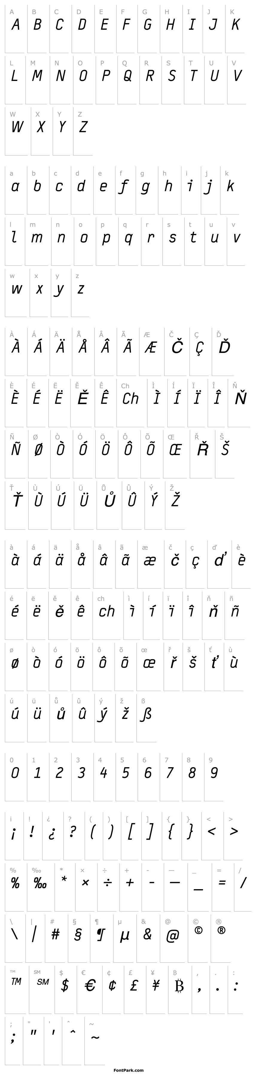 Přehled Typestar-NormalItalic