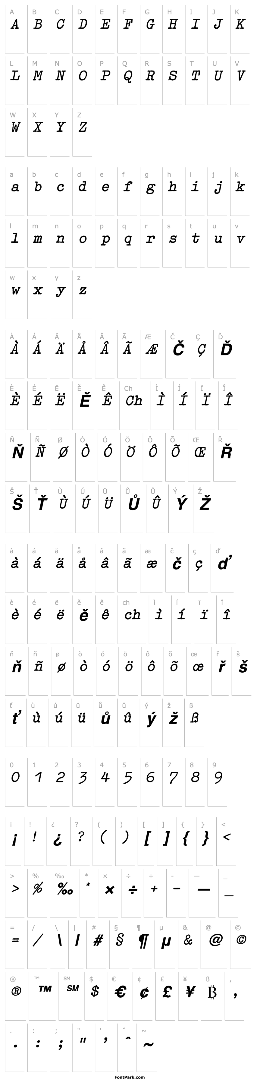 Overview Typewriter-ExtraBoldOblique