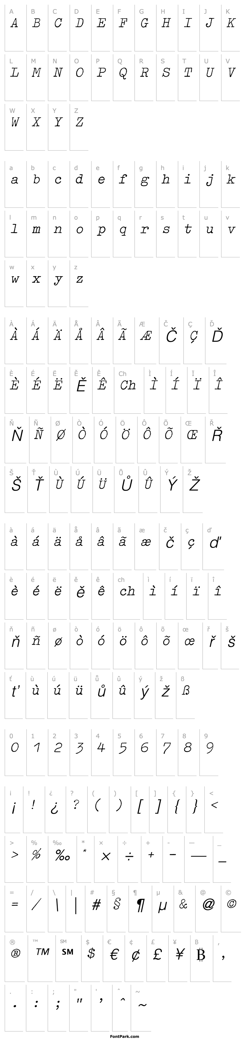 Přehled Typewriter-LightOblique