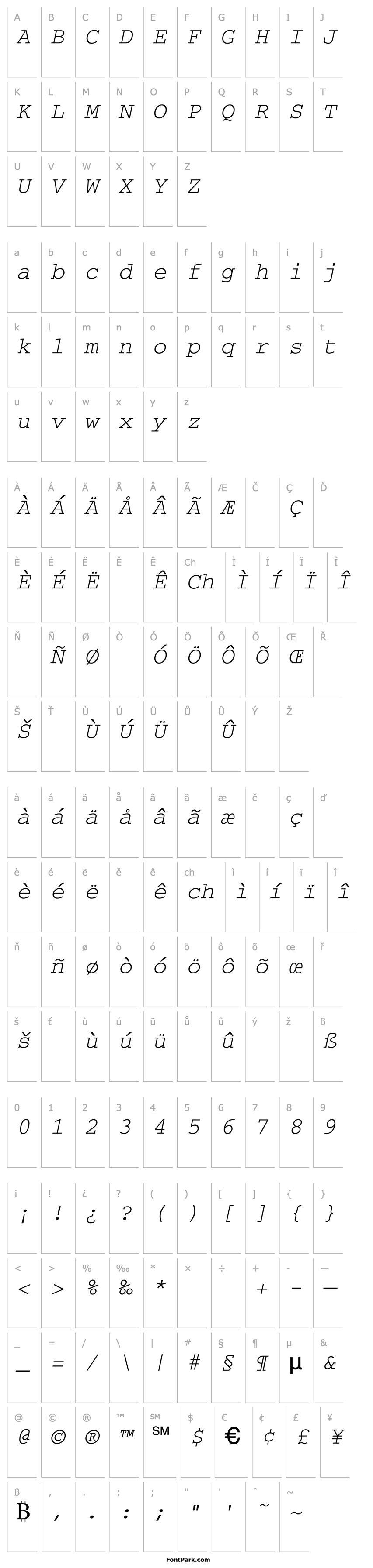 Přehled Typewriter-Oblique