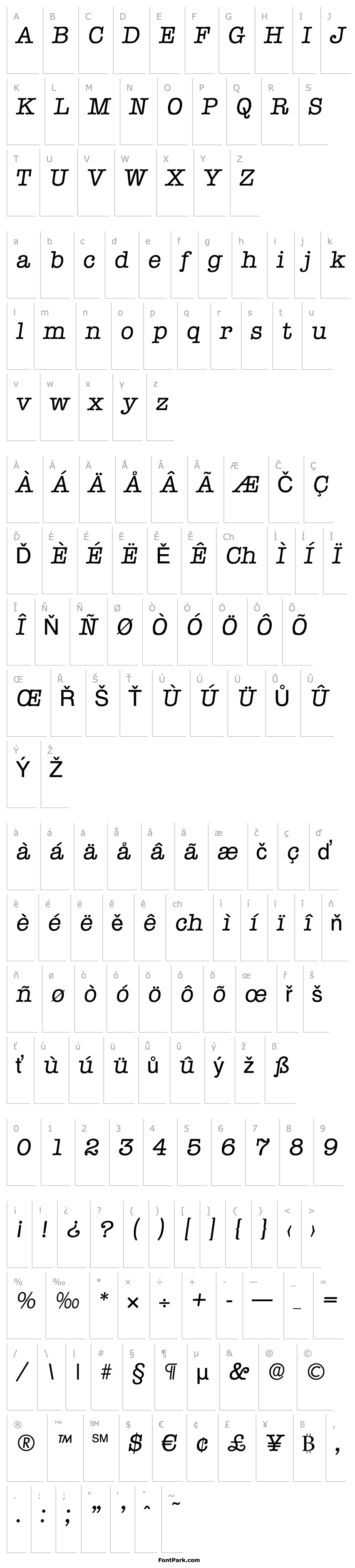 Přehled Typewriter-RegularIta