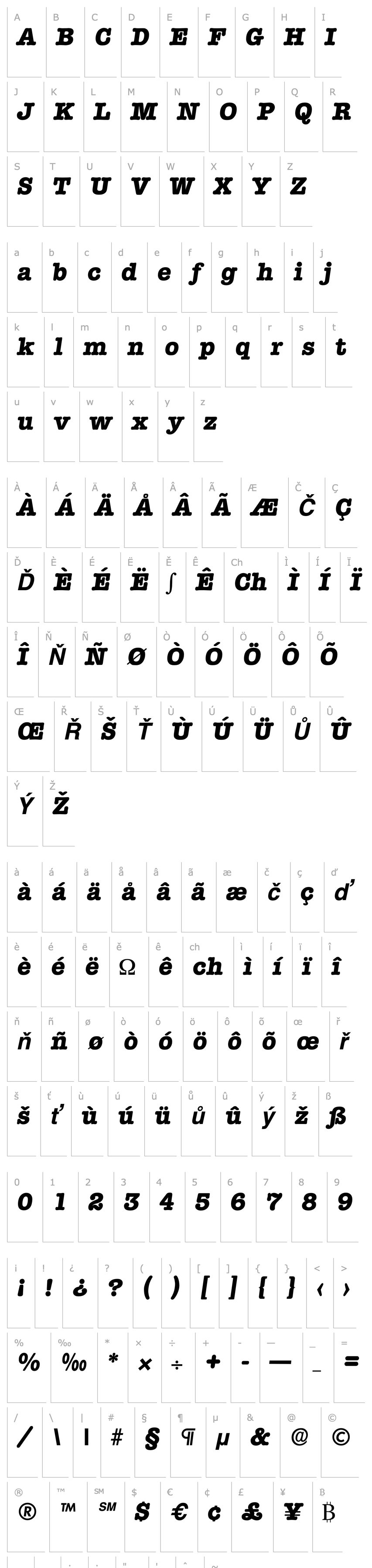 Přehled Typewriter-Serial-ExtraBold-RegularItalic