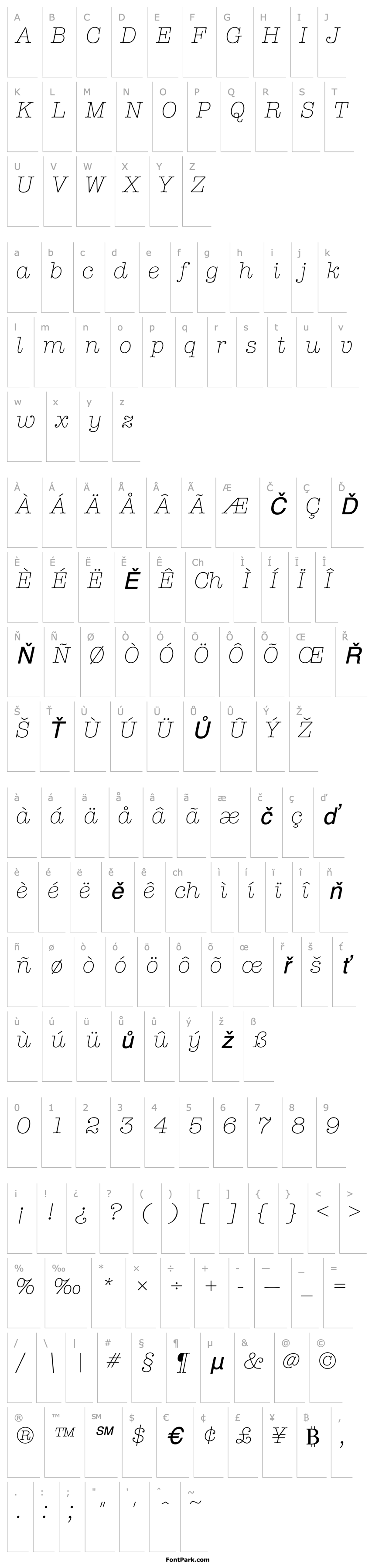 Overview TypewriterL Italic