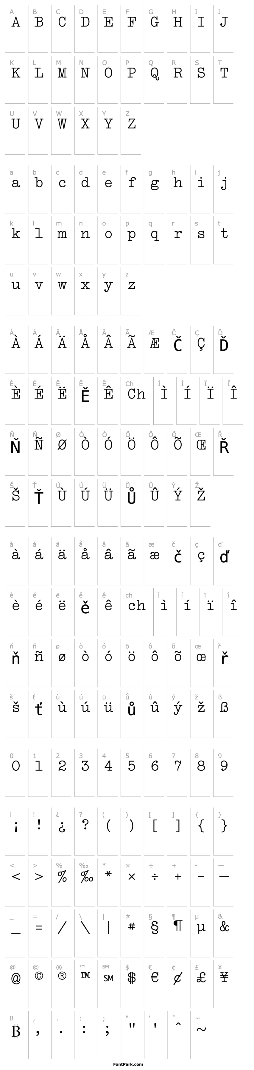 Overview TypewriterMTStd