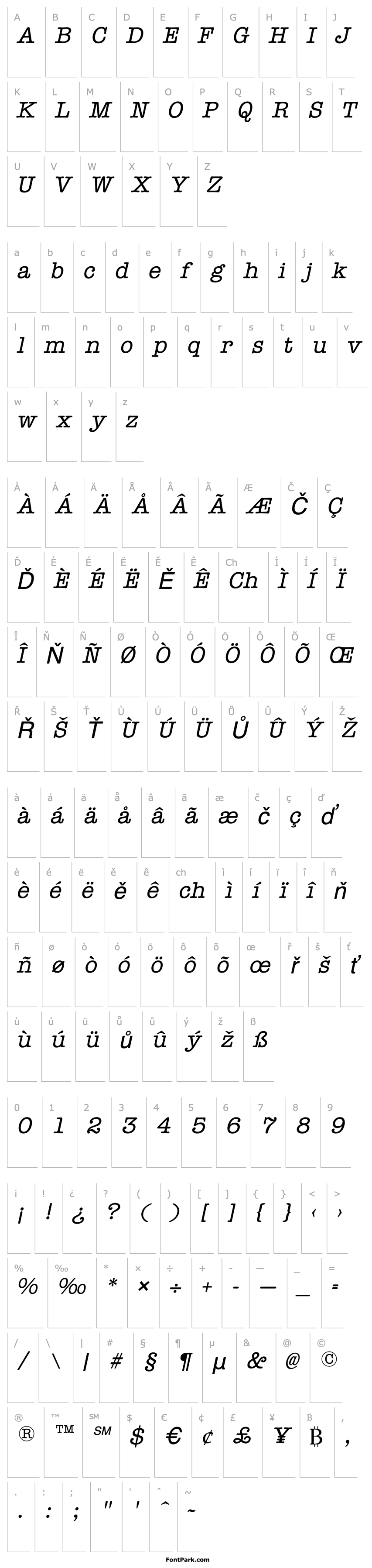 Přehled Typist Italic