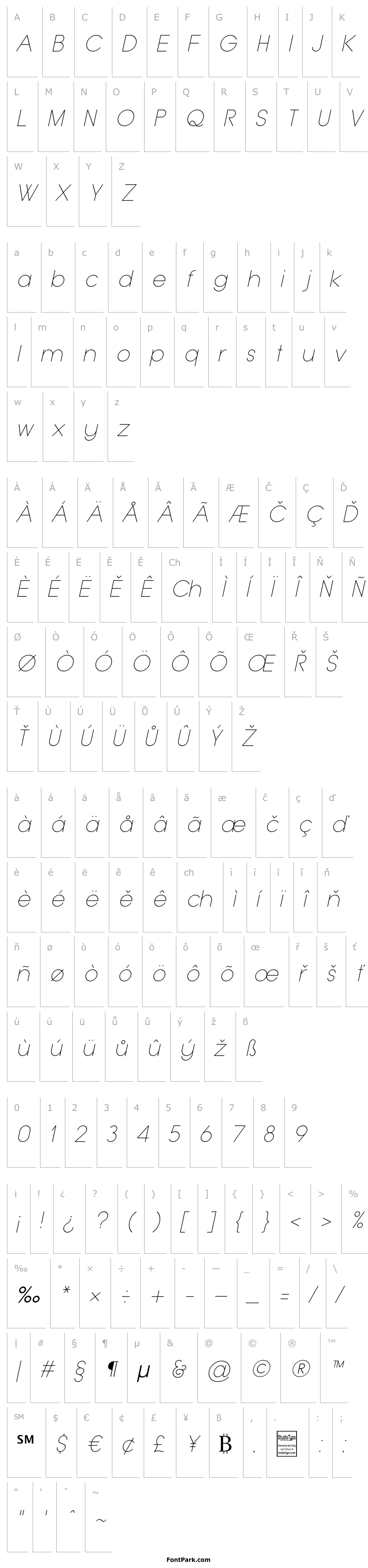 Přehled Typo Grotesk Thin Italic