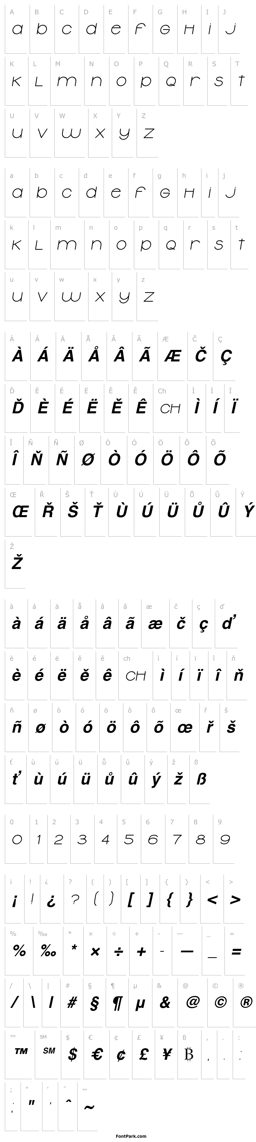 Overview Typolino Bold Italic
