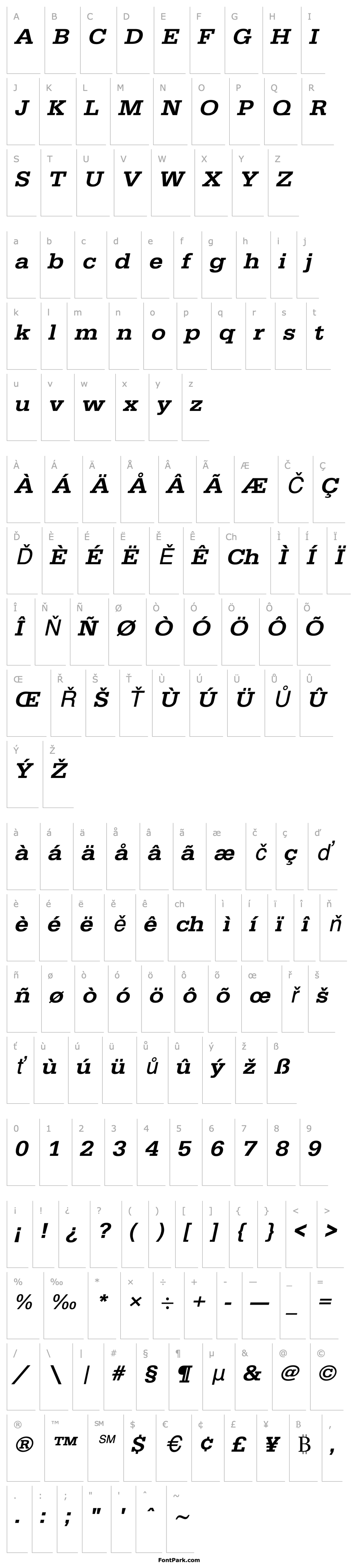 Přehled URWEgyptienneTMedExtWid Oblique