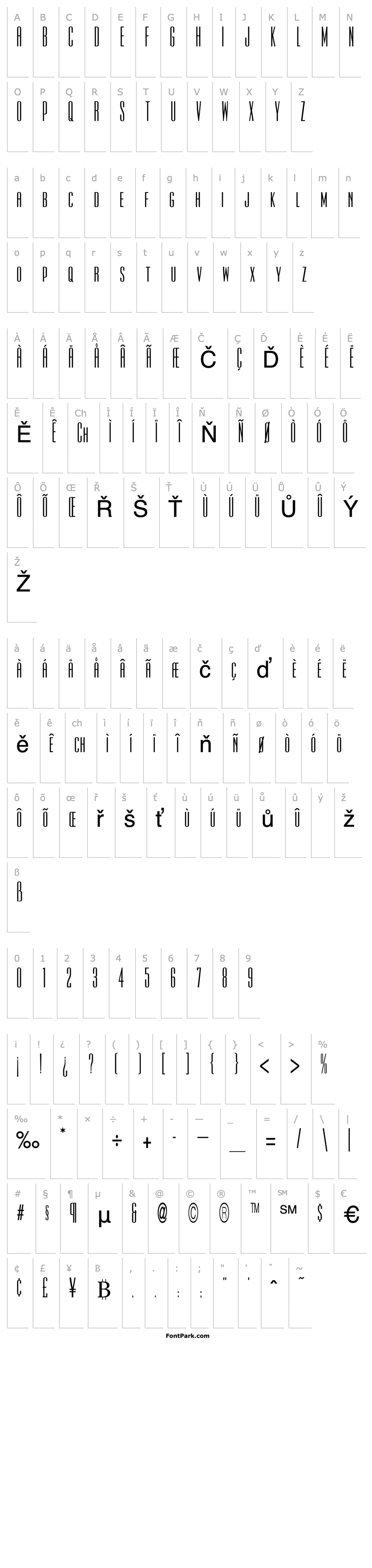 Přehled Ultra Condensed Sans One Regular