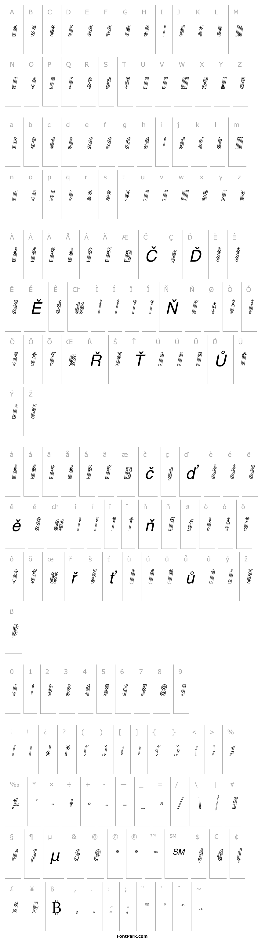 Přehled Underground Rose Outline Italic