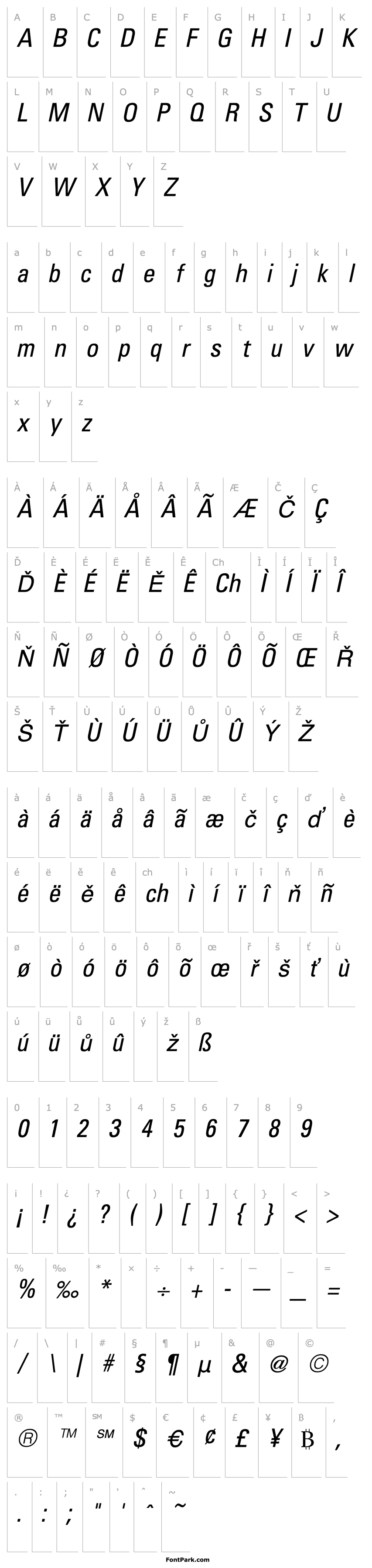 Overview Uniform Condensed Italic