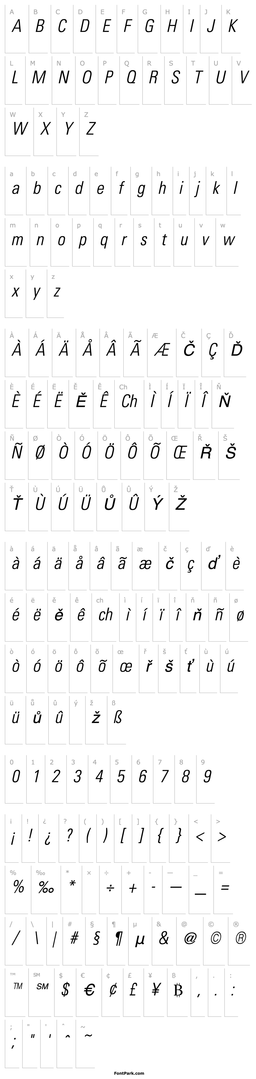 Overview Uniform Condensed Light Italic